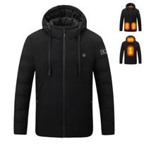 Unisexiška išmanioji šildoma žiemos striukė su gobtuvu - Įkraunama ir temperatūrą reguliuojanti. 6XL black