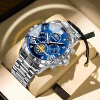 Binbang BINBOND Tourbillon Kvarcinis Laikrodis Verslo Šviečiantis Vandeniui Atsparus Vyriškas Laikrodis blue