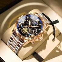 Binbang BINBOND Tourbillon Kvarcinis Laikrodis Verslo Šviečiantis Vandeniui Atsparus Vyriškas Laikrodis black