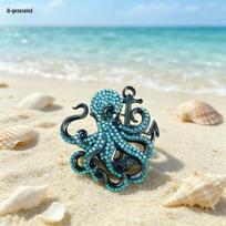 Blue Octopus Pirate Brooch: Unique Retro Pin Accessory ežero mėlyna spalva