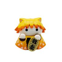 Demon Slayer Lucky Cat Anime Figure Blind Box Tanjiro Zenitsu Giyu Cute Collectible Model Toy Desktop Car Ornament Birthday Gift yellow