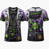 DJ Skeleton Halloween T Shirt Men Neon Purple Music Short Sleeve Crew Neck Rave Party Gothic Costume Tee New 6XL gray