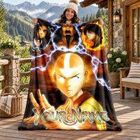 Avatar The Last Airbender Custom Name Flannel Blanket Personalized Soft Warm Plush Throw Blanket Customized Gift for Family Friends 80cmx120cm
