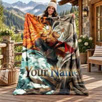 Avatar The Last Airbender Custom Name Flannel Blanket Personalized Soft Warm Plush Throw Blanket Customized Gift for Family Friends 100cmx150cm