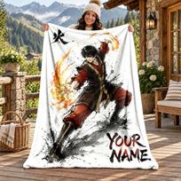 Avatar The Last Airbender Custom Name Flannel Blanket Personalized Soft Warm Plush Throw Blanket Customized Gift for Family Friends 130cmx150cm