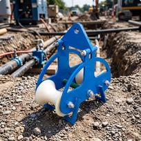 Two-Wheel Cable Pulley Floor-Standing for Construction Sites blue