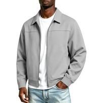Men's Color Zip-Up Jacket with Turn-Down Collar for Winter Casual Wear XL balta