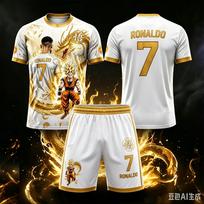 Summer New Dragon Ball/Ronaldo 3D Printed Children's Quick Drying Short Sleeved Shorts Set Kids 110 brown