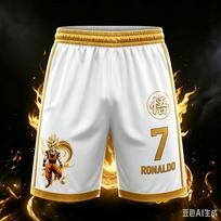 Summer New Dragon Ball/Ronaldo 3D Printed Children's Quick Drying Short Sleeved Shorts Set Kids 160 white