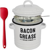Large 46OZ Bacon Grease Container with Strainer Kitchen Oil Storage Can, Food Saver Bin with Lid Cooking Pot Keeper Collector balta