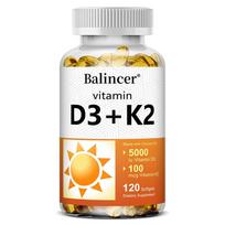 Balincer Vitamin D3 K2 Softgels, Made with Coconut Oil, Support Bone & Immune Health, 120 Softgels white