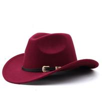 Stylish Western Cowboy Hat Classic Felt Cowboy Hat Retro Cowboy Hat  Party Costume vyno raudonos spalvos