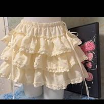 Saldus baltas pūstas nėriniuotas baleto sijonas - Petite, Aukštu juosmeniu, Elastinga juosmens juosta Fits 80-135 lbs beige