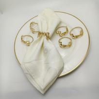 Žvilgantis B raidės formos viešbučio puošmena servetėlių žiedas KC Gold beige