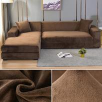 Aksominis sofos užvalkalas Elastingas storas L formos kampinės sofos užvalkalas svetainei 1 2 3 4 vietų Tamprus užvalkalas sofai, kušetei, foteliui namams 1 Seater 90-140cm kava