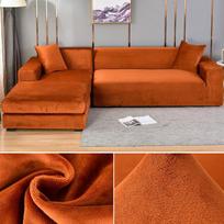 Aksominis sofos užvalkalas Elastingas storas L formos kampinės sofos užvalkalas svetainei 1 2 3 4 vietų Tamprus užvalkalas sofai, kušetei, foteliui namams 1 Seater 90-140cm ruda