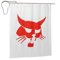 Bobcat Logo Shower Curtain Bathroom Polyester Waterproof Bath Curtains With Hooks W60H190(CM)-1 Pcs red