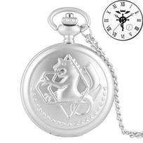 Antikinis Fullmetal Alchemist Kvarcinis Anime Kišeninis Laikrodis Cosplay Edward Elric Laikrodžio Dizaino Pakabukas Karoliai Grandinėlė Vintažinė Grandinėlė gray