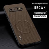 Skirta Samsung Galaxy S10 5G dėklas Prabangus automobilinis magnetinis laikiklis Telefono dėklas Skirta Samsung S10 5G TPU Silikonas Atsparus smūgiams Apsauginis dangtelis For Samsung S10 5G ruda