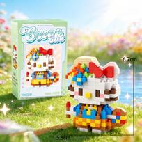 Sanrio Hello Kitty lega Hello Kitty žaislai Statybiniai kaladėlių rinkiniai Japonijos animacinių filmų personažas Anime modelis Statybiniai kaladėlių žaislas dovanoms With Box beige