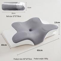 Butterfly Shape Cervical Memory Foam Pillow - Neck Protection & Sleep Support Outer Pillowcase gray