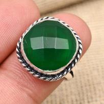 Green Onyx Gemstone 925 Sterling Silver Jewelry Handmade Ring  For Thanksgiving 11 žalia