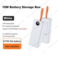 22.5W Fast Charging & Wireless Charging 21700 Battery Power Case - 16x21700 Battery Holder with Outdoor Camping LED Light Normal White white