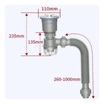 Single Bowl Sink Drainer Anti-Odor Kitchen Drain Kit Leak-Resistant U-Bend