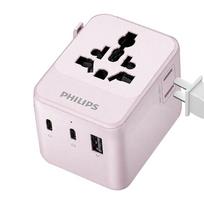 Philips Global Travel Adapter Side Socket 15W 2 Outlets + 2USB-C + 1USB-A - Upgraded Version of Model 1005