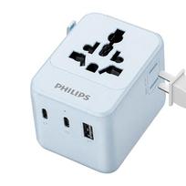 Philips Global Travel Adapter Side Socket 15W 2 Outlets + 2USB-C + 1USB-A - Upgraded Version of Model 1005