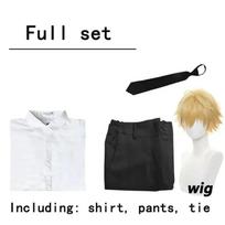 Anime Grandininio pjūklo žmogus Denji Cosplay kostiumas Perukas Kelnės Marškiniai Viešojo saugumo velnių medžiotojas Helovino kostiumai vyrams moterims suaugusiems S black