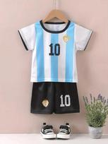 Two-Piece Summer Messi and Ronaldo Shirt 3d Printed Children's Football Training Set Boys Breathable Sweat-Absorbent Sportswear 160