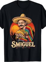 Smiguel Mexican Sombrero Funny Mexican Culture Mashup T-Shirt for Men 3XL multi
