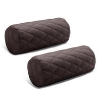 Breathable Perforated Nappa Leather Cylindrical Neck Pillow  Auto Interior Accessory H gray