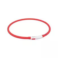 Antkaklis gyvūnams | Trixie Flash USB šviečiantis silikoninis antkaklis, XS–XL, 70 cm/ø 10 mm, raudonas