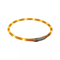 Antkaklis gyvūnams | Trixie Flash šviečiantis LED antkaklis su USB, silikoninis, XS–XL, 70 cm / ø 10 mm, oranžinis