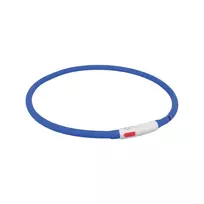 Antkaklis gyvūnams | Trixie Flash šviečiantis LED antkaklis su USB, silikoninis, XS–XL, 70 cm / 10 mm, mėlynas