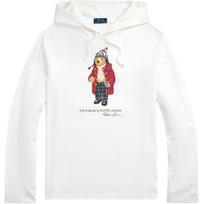 Polo Ralph Lauren Teddy Bear Letter Logo Pattern Hooded Long Sleeve Sweatshirt Men sweatshirt White 649339 M white