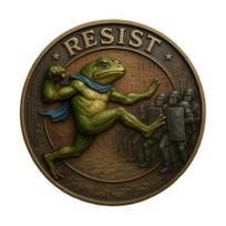 Portland Frog Coin Frog Wearing Blue Scarf Metal Coin Collectible Inspirational Resist Engraved Challenge Coin Gift for Inspiration Support B black
