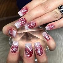 Durability ABS Press On Nail Pack of 24 Red White Snowflake Christmas Fake Nail Easy Application for Long Last Wear 1 brown