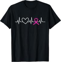GERIAUSIA! Krūties vėžio informuotumo mėnuo Rožinė juostelė Širdies dūžis Dovanos Marškinėliai Dydis S-3XL XL black