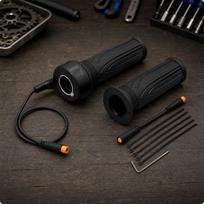 Electric Bike Throttle Grip Ribbed Vehicle Control Black for Handlebar Upgrade black