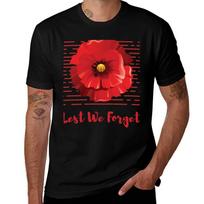 Lest We Forget Remembrance Day TShirt Classic Crew Neck Cotton TShirt L red