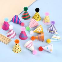 15Pcs/set Mini Birthday Hat Cake Toppers for Wedding Birthday Party Dessert Cake Decoration Baby Shower Cupcake Topper Christmas gray