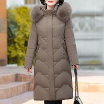 Žiemos pūkinė striukė moterims su tikro kailio apykakle, ilgas parkas su gobtuvu, elegantiškas, storas, šiltas pūkinis paltas, moteriški viršutiniai drabužiai 6XL ruda
