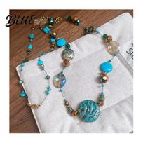 Choker Necklace Vintage Beaded with Colorful Stones Friendly to Stone gray