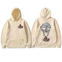 Reperis Mf Doom Madvillain Metalinė Kaukė Veidas Dvipusės Spaudos Gobtuvėlis Vyriškas Per Didelis Megztinis Vyriški Rap Vintažiniai Gobtuvėliai XL beige