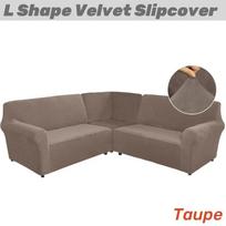 Aksominės 3 dalių L formos sofos užvalkalai Kampinės sekcijos sofos užvalkalas Pliušinis tampus 5 vietų kampinės sofos užvalkalas Sofos apsauga 5 Seater Sofa Cover gray