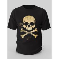 Men's Heavyweight 100% Cotton Pirate T-Shirt with Gothic Jolly Roger Skull & Crossbones - Black & Crewneck Short Sleeve Tee for Casual Wear, Pirate 4XL juoda