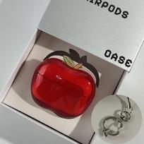 Obuolio formos apsauginis dėklas AirPods 4, Skaidrus TPU medžiaga, Atsparus smūgiams dizainas su pakabuku, Mielas vaisių stilius Airpods 4 raudona